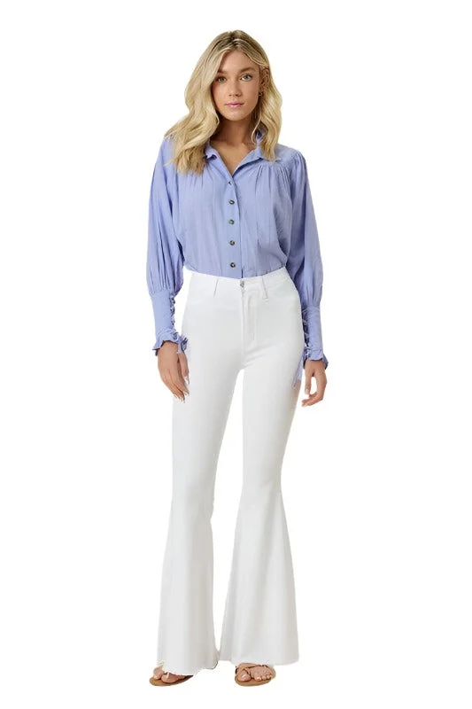 Cozy Fashions High Waisted Flare Jeans White Junior Sizes