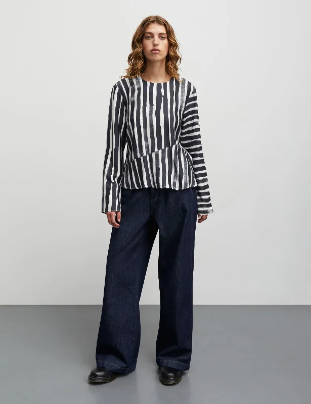 Light Comfort Tencella Ava Top, AOP Stripe/Parisian Night