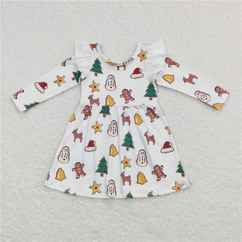 Cozy Essentials Wear GLD0442  Baby Girls Christmas Gingerbread Long Sleeve Dresses