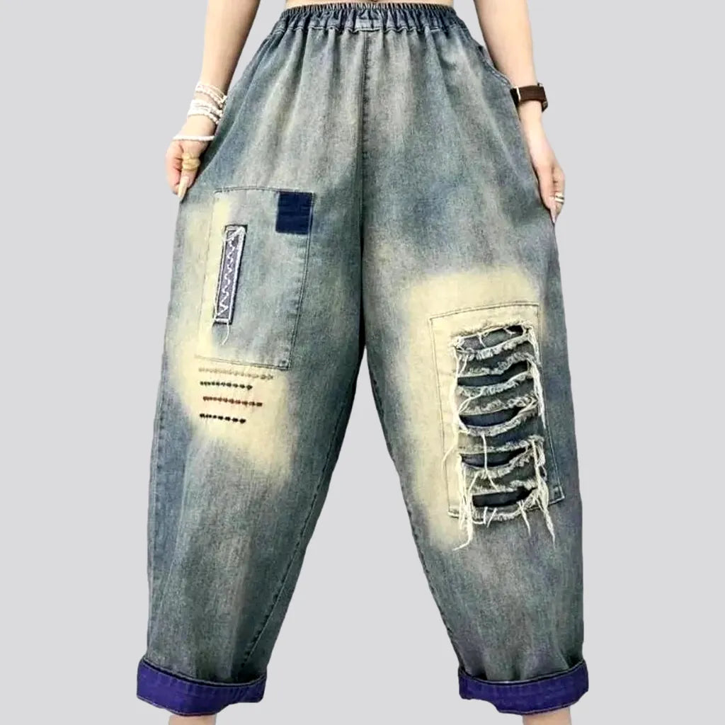 Stylish Fit Sanded distressed jeans pants for women