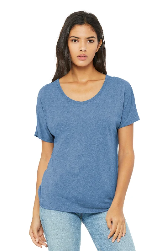 Comfortable Tops Bella + Canvas Womens Slouchy Short Sleeve Wide Neck T-Shirt - Blue Triblend - Closeout