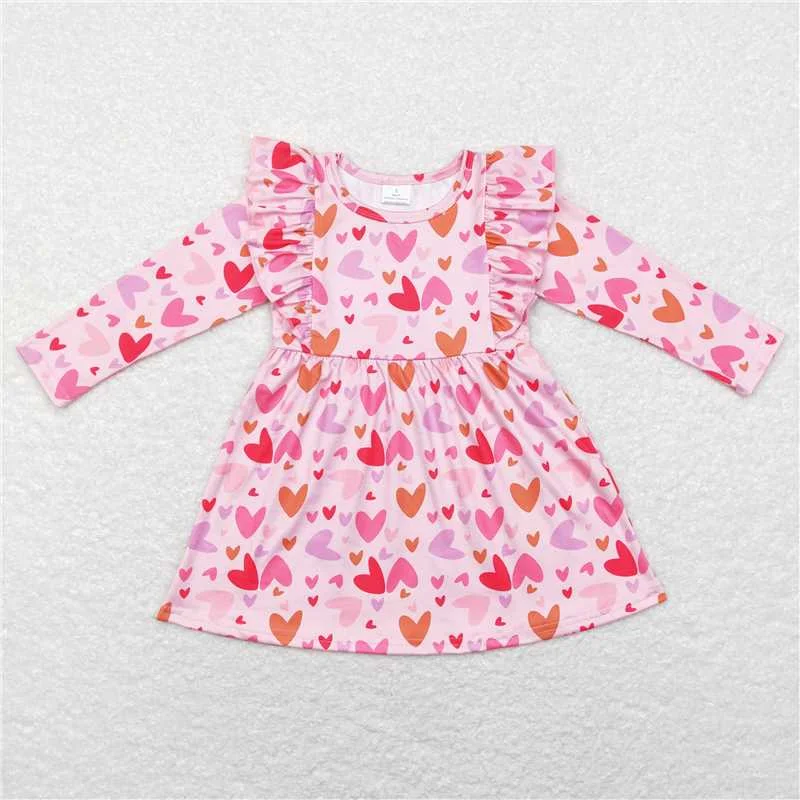 Breezy Comfort GLD0460  Baby Girls Valentines Hearts Pink Red Knee Length Dresses