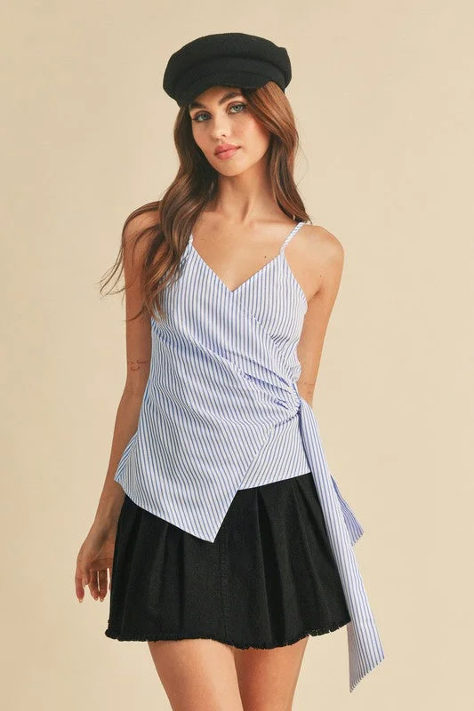 Light Dressing Aemi + Co Side Knotted Surplice Striped Cami