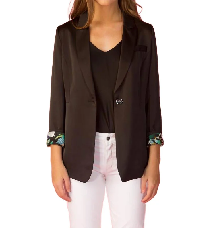 All-Day Style Acetate Jacket With Contrast Lining In Black