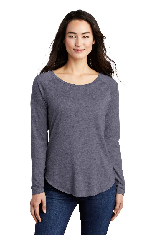 Elegant Dressing Sport-Tek Womens Moisture Wicking Long Sleeve Scoop Neck T-Shirt - Heather True Navy Blue - Closeout