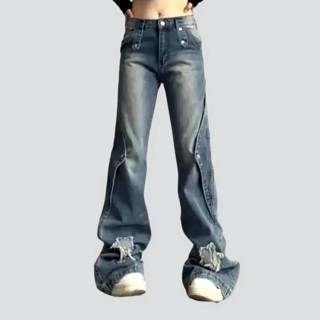 Timeless Outfits Sanded women's layered jeans