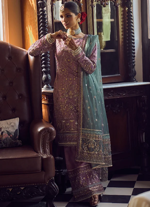 Soft Relaxation Wear Dusty Lilac Embroidered Palazzo Suit