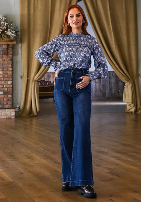 Casual Fit Rant & Rave Cara Wide Leg Denim Jean, Blue