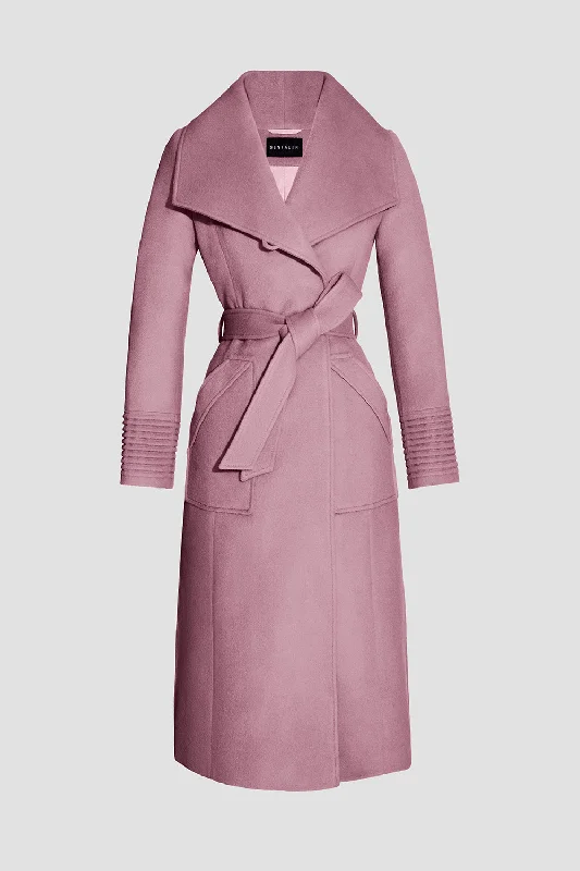 Modern Chic Baby Alpaca Long Wide Collar Wrap Coat