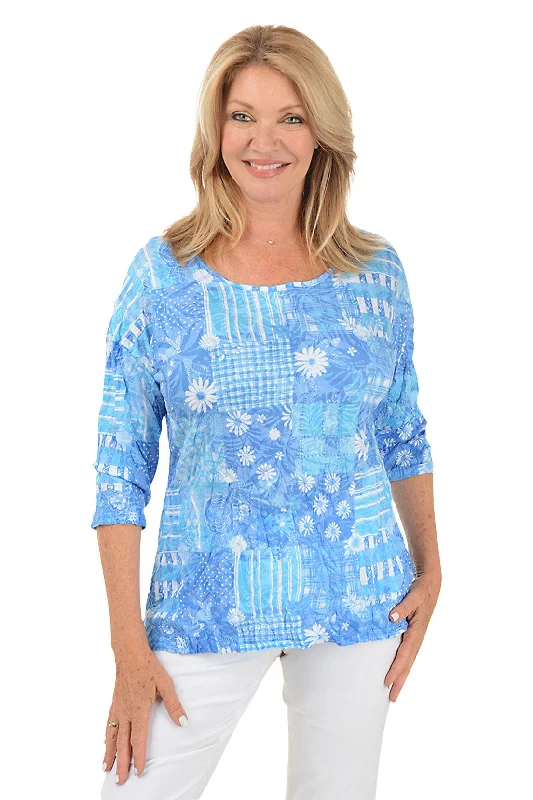 Trendy Dresses Calico Daisy Button-Back Crinkle Top