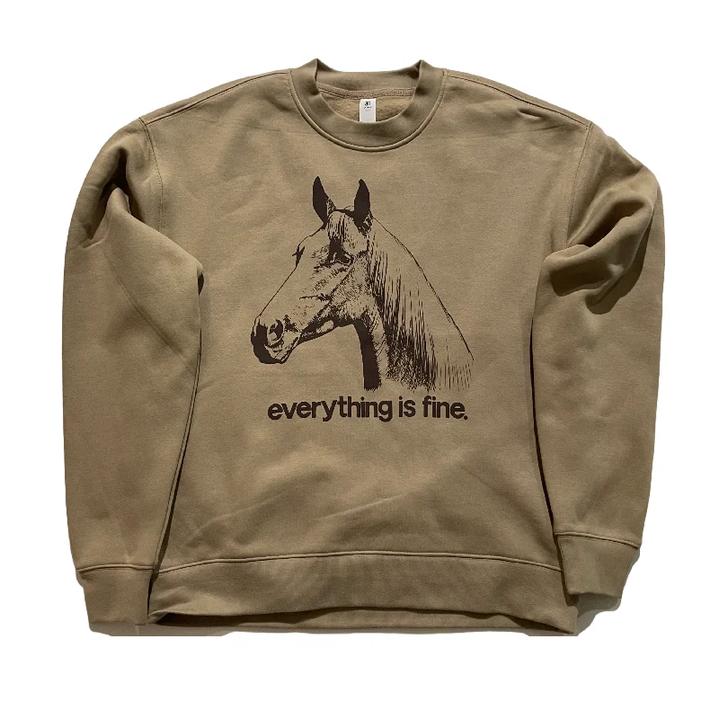 Cozy Essentials Everything is Fine Sweatshirt - Brown Horse