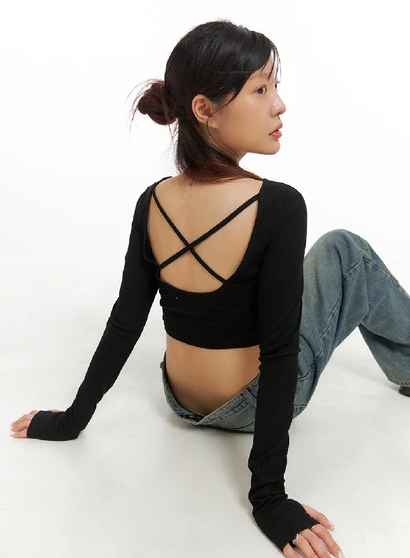 Comfortable Tops Cross Back Slim Fit Top IY410