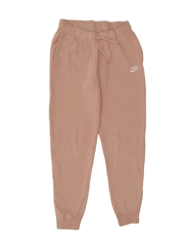 Sporty Comfort NIKE Womens Tracksuit Trousers Joggers UK 10 Small Pink Cotton