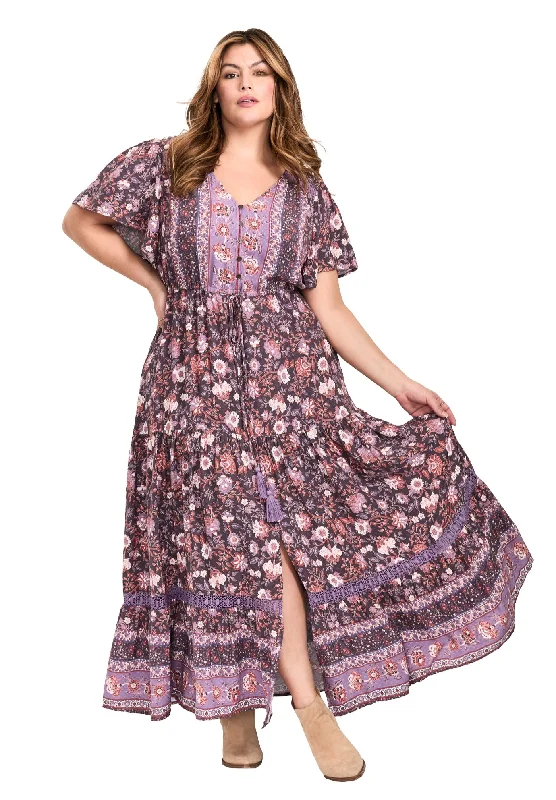 Weekend Comfort Wear Emmy Placement Print Maxi Dress