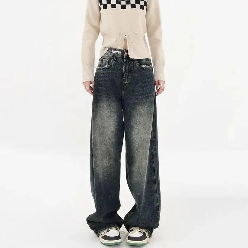 Soft Comfort High Waist Harajuku Retro Wide Leg Jeans