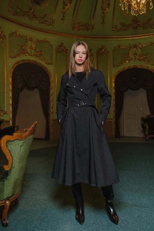 Modern Chic Double Breasted Trench Coat for Spring in Black | 'Timeless Black'