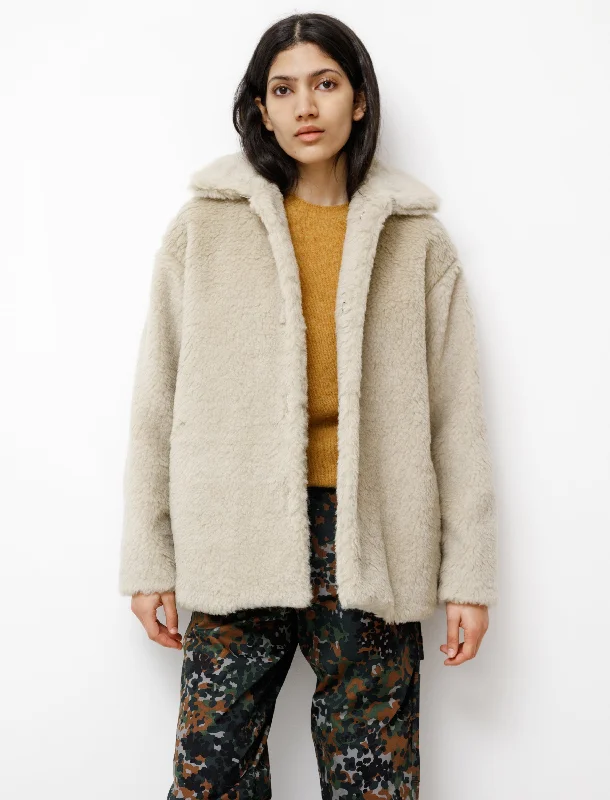 Soft Feel Shetland Wool Boa Blouson Lime Beige