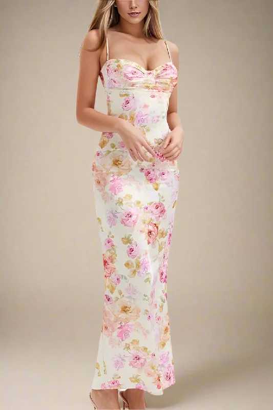 Relaxed Fashion Astrid Bodycon Maxi Dress - White Pearl