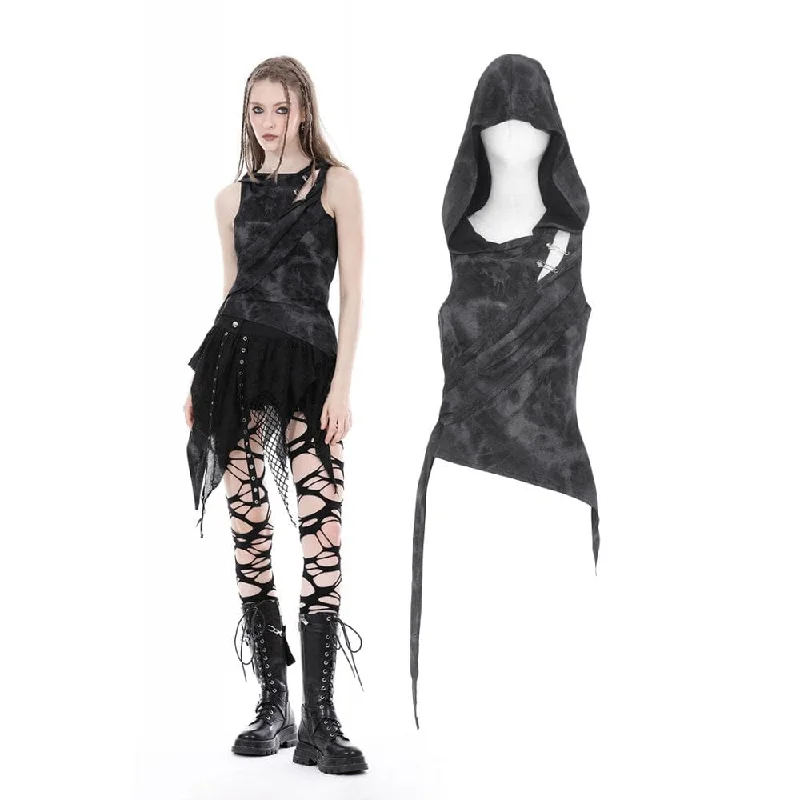 Casual Fit Wear Women's Punk Irregular Cutout Vest with Hood