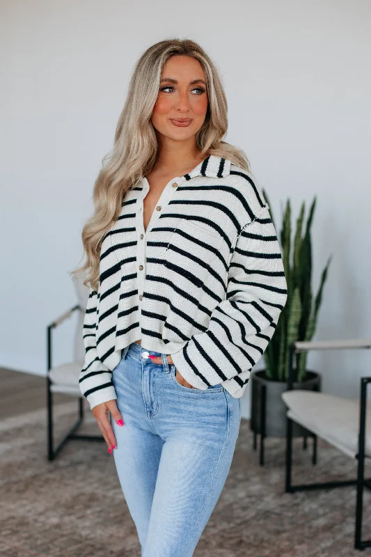 Comfortable Fitwear Kymber Striped Cardigan - Navy
