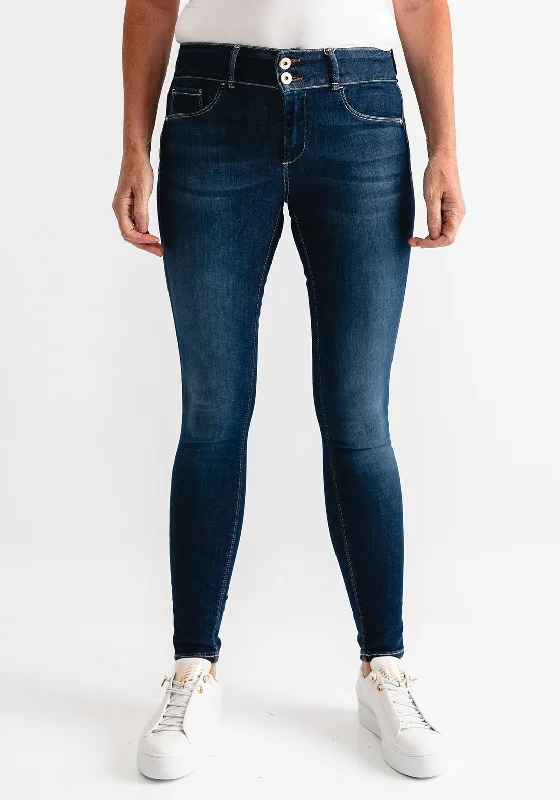 Cozy Apparel Tiffosi One Size Double Up Skinny Jeans, Dark Blue Denim