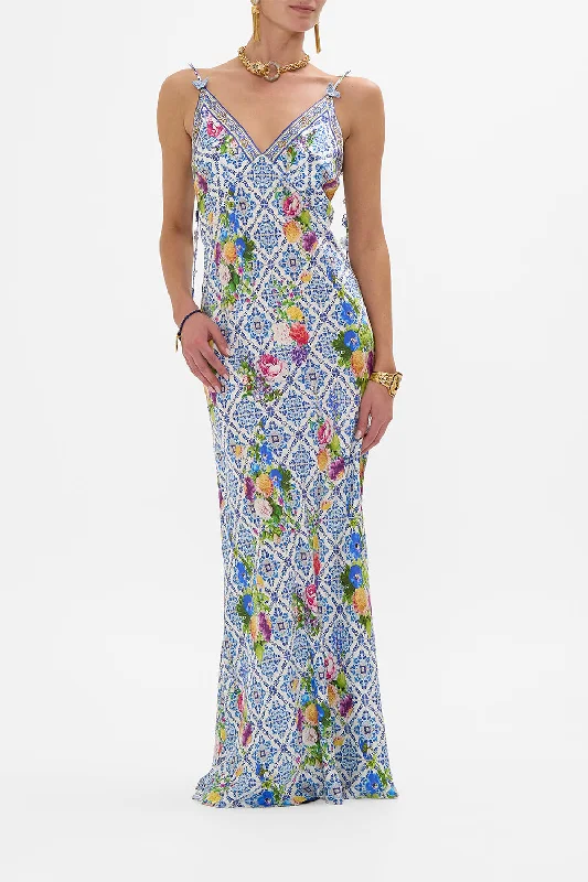 Cozy Essentials V NECK FULL LENGTH BIAS SLIP DRESS WALL TO WALL WONDERS