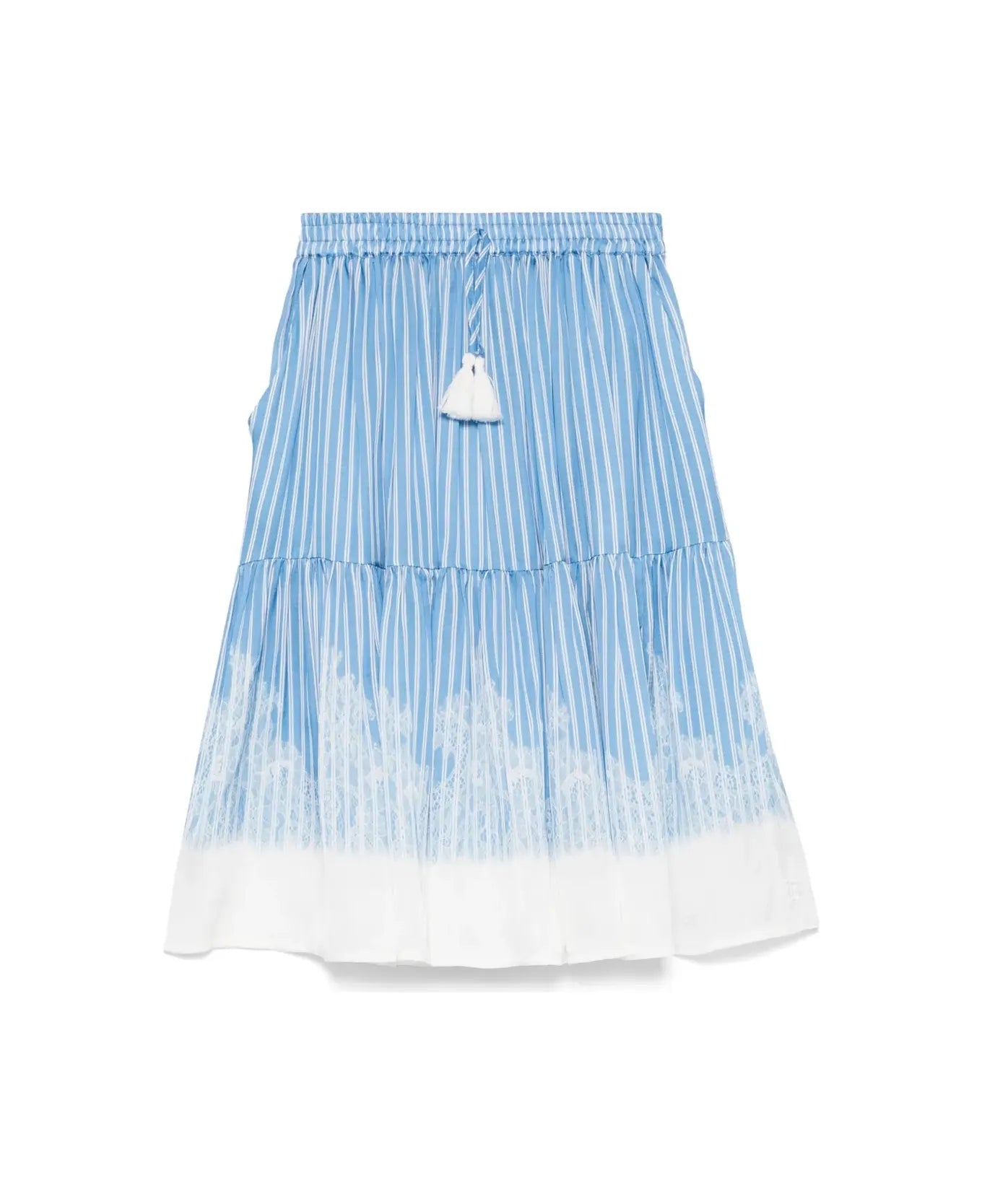 Cozy Footwear SFGO023-STRIPE SKIRT SATIN-White/Blue