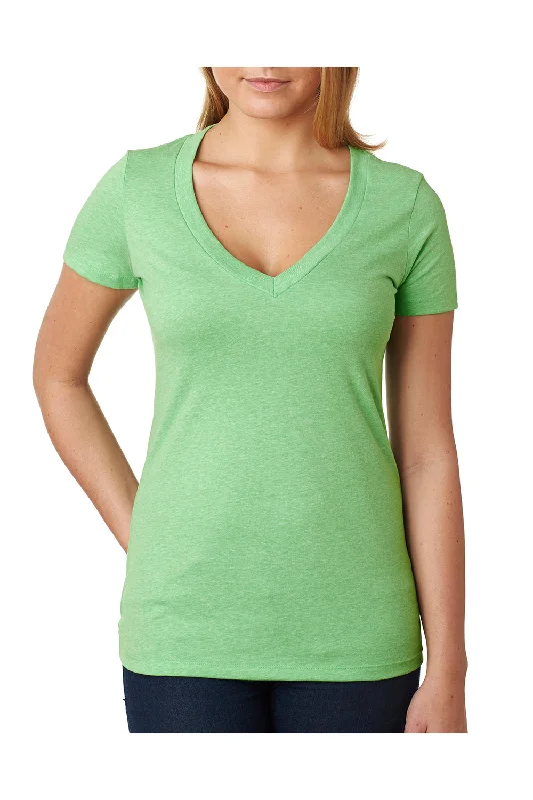 Relaxed Looks Next Level Womens CVC Jersey Short Sleeve V-Neck T-Shirt - Apple Green - Closeout