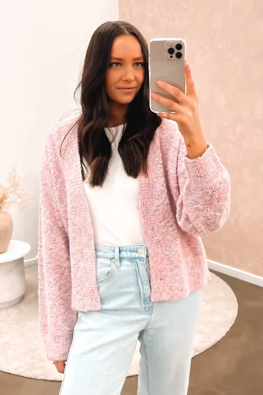 Weekend Comfort Wear Izzy Crop Knit Cardi Pink