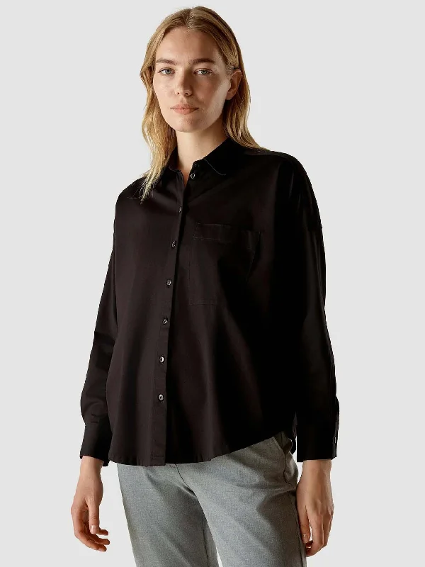 Cozy Chic Trends Oversized Long Sleeve Shirt Black