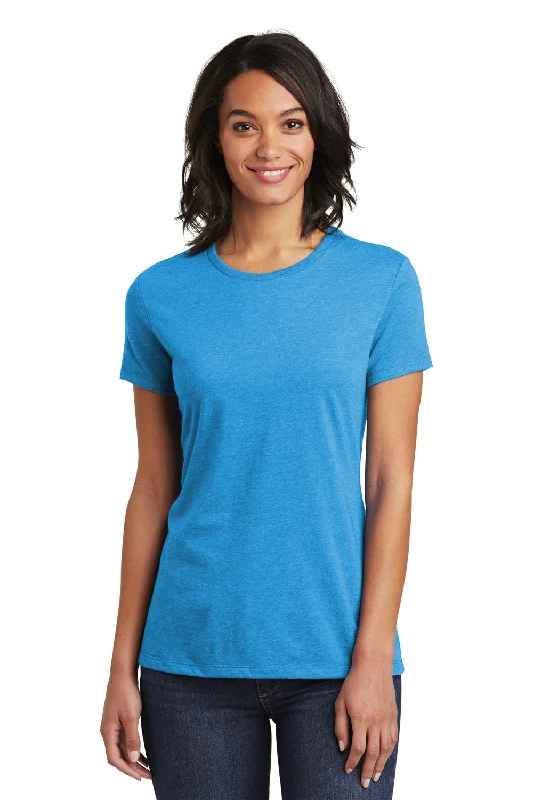 Cozy Apparel District Womens Very Important Short Sleeve Crewneck T-Shirt - Heather Bright Turquoise Blue - Closeout