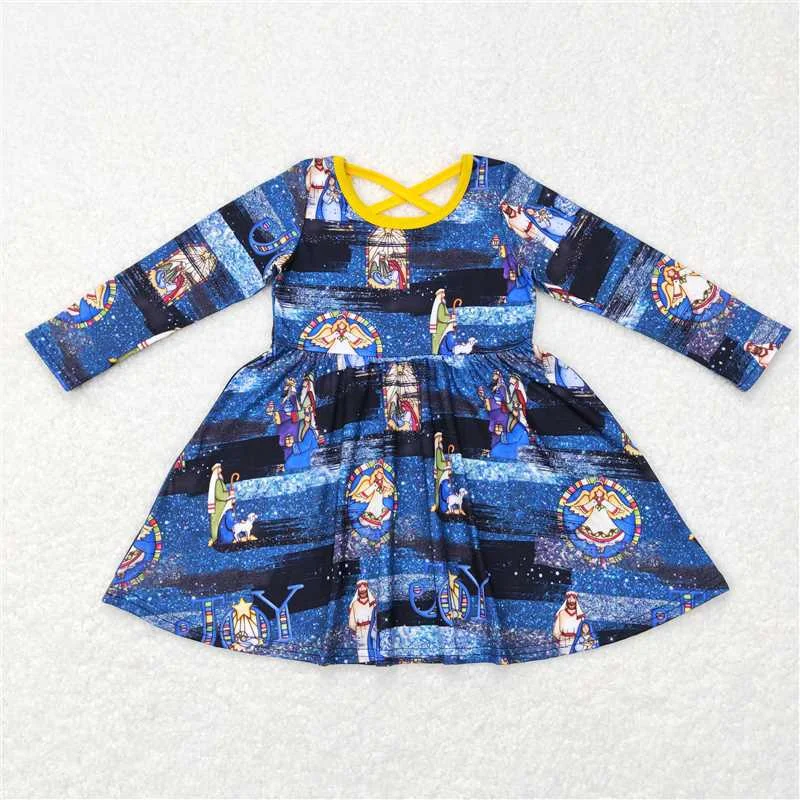 Light Comfort GLD0446  Baby Girls Christmas Nativity Long Sleeve Knee Length Dresses
