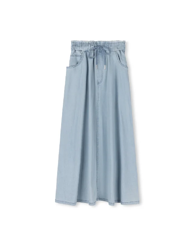 Comfy Dress CABANA LIGHT BLUE DENIM DRAW STRING MAXI SKIRT