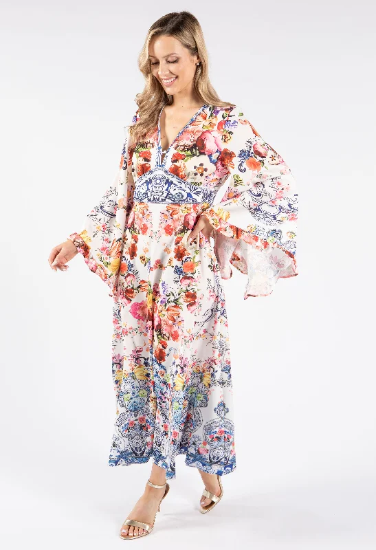 Soft Wearables Floral Kimono Sleeve Dress