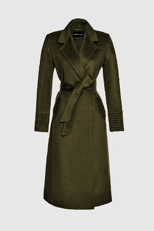 Comfortable Chic Baby Alpaca Long Notched Collar Wrap Coat