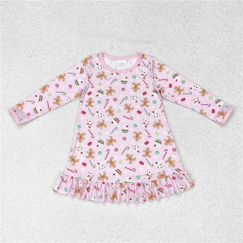 Comfortable Tops GLD0550  Baby Girls Christmas Gingerbread Candy Cane Knee Length Dresses