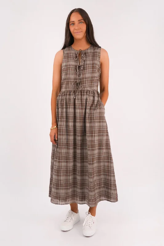 Relaxed Clothing Memphis Maxi Dress Brown Check