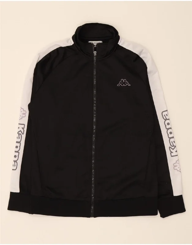 Easy Chic Wear KAPPA Womens Graphic Tracksuit Top Jacket UK 16 Large Black Colourblock