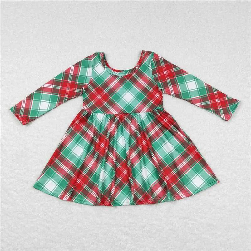 Warm Wear GLD0462  Baby Girls Red Green Plaid Christmas Knee Length Boutique Dresses