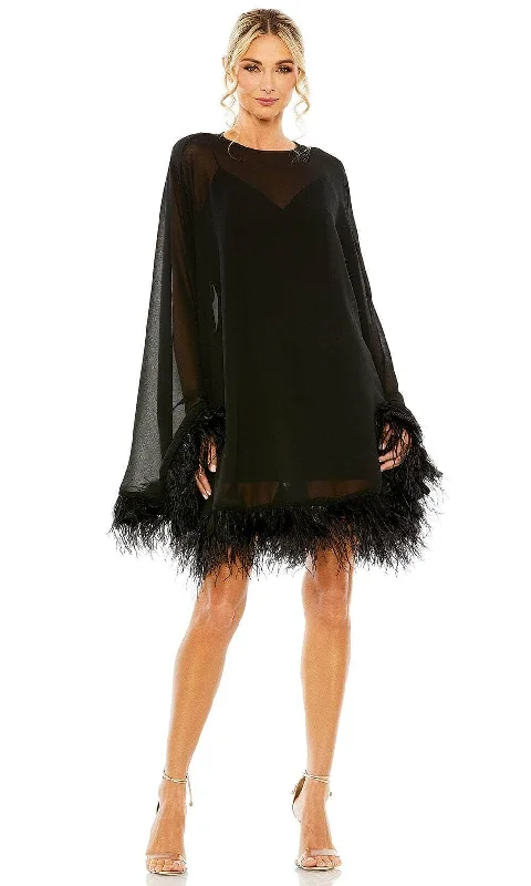 Everyday Chic Ieena Duggal 11622 - Feather Trimmed Trapeze Dress