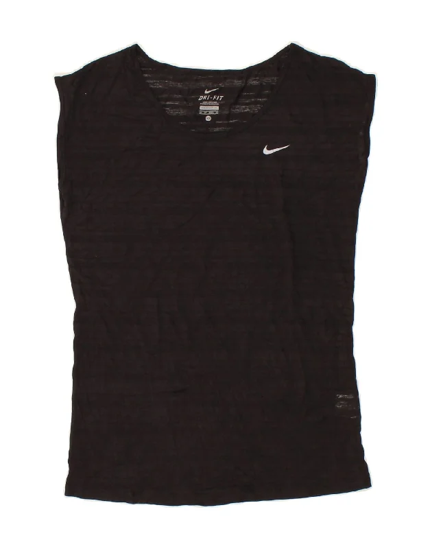 Simple Comfort NIKE Womens Dri Fit T-Shirt Top UK 6 XS Black Polyester