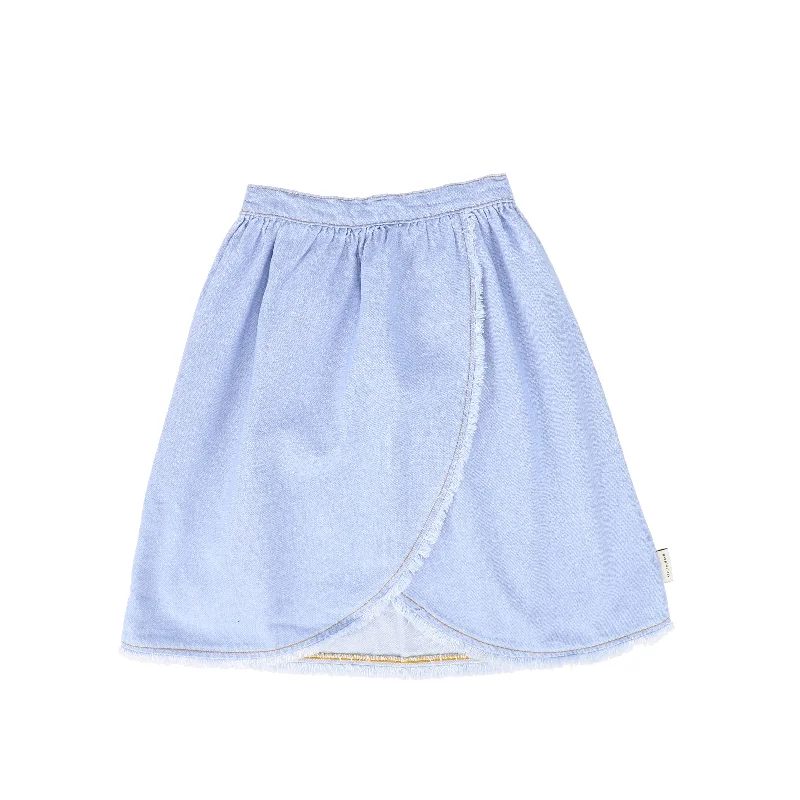 Easy-to-Wear PIUPIUCHICK LIGHT BLUE DENIM WRAP MIDI SKIRT
