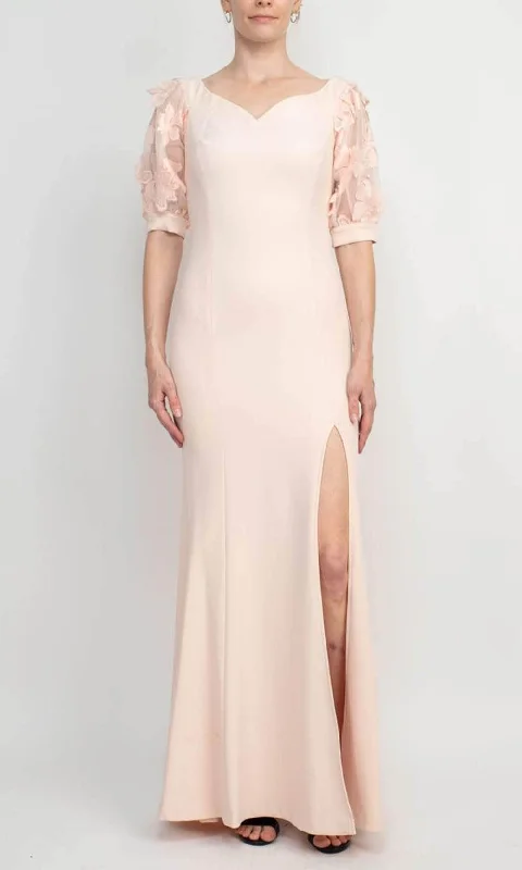 Warm Layers Alberto Makali 185715 - Applique Sleeve Evening Gown