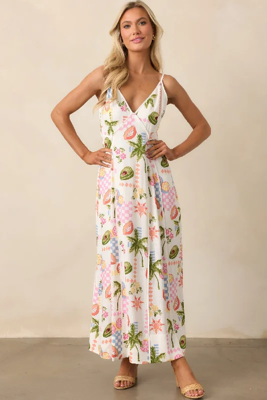 Casual Fit MINKPINK Gracie Ivory Fruity Floral Panel Midi Dress