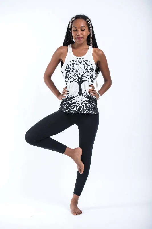 Soft Relaxation Wear Womens Tree of Life Tank Top in White