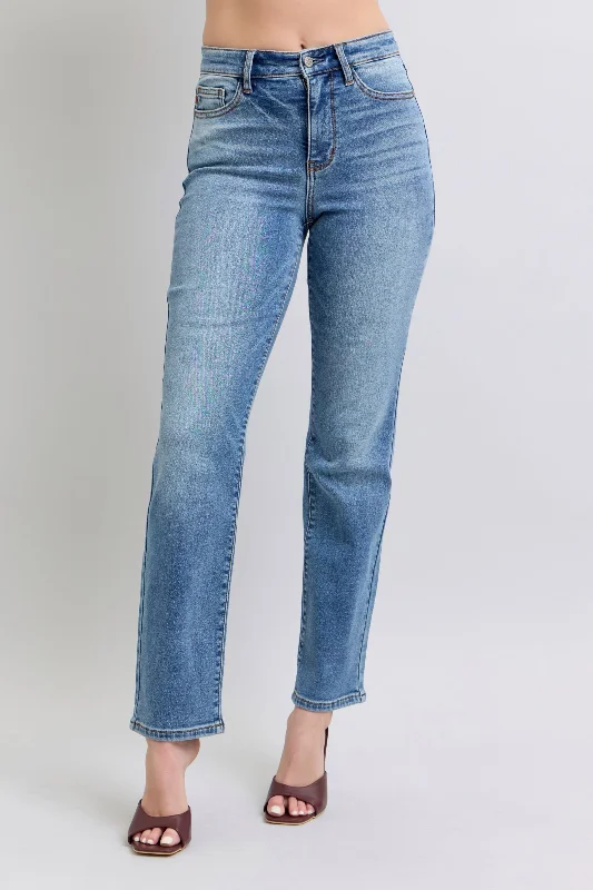 Comfortable Sweaters Judy Blue Full Size Run Vintage Wash Thermal Straight Jeans