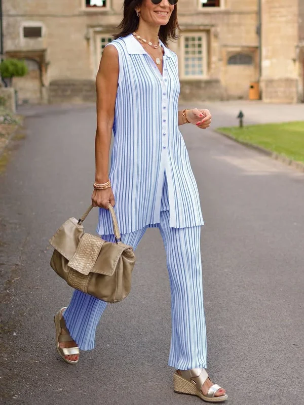 Casual Chic Outfits Casual Loose V-Neck Top Pants Knitted Suit