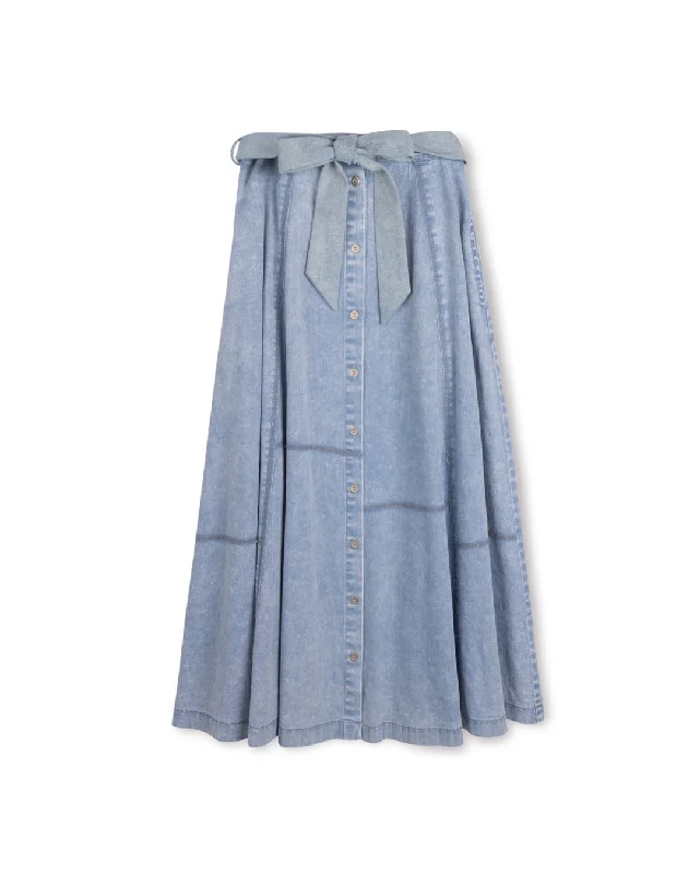 Comfy Layers VIBE LIGHT BLUE DENIM BUTTON SKIRT