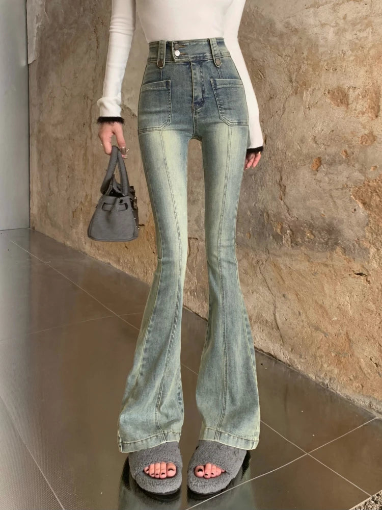 Relaxed Fashion DressBetty - Chic Skinny Flare Winter Y2K High Waist Casual Jeans