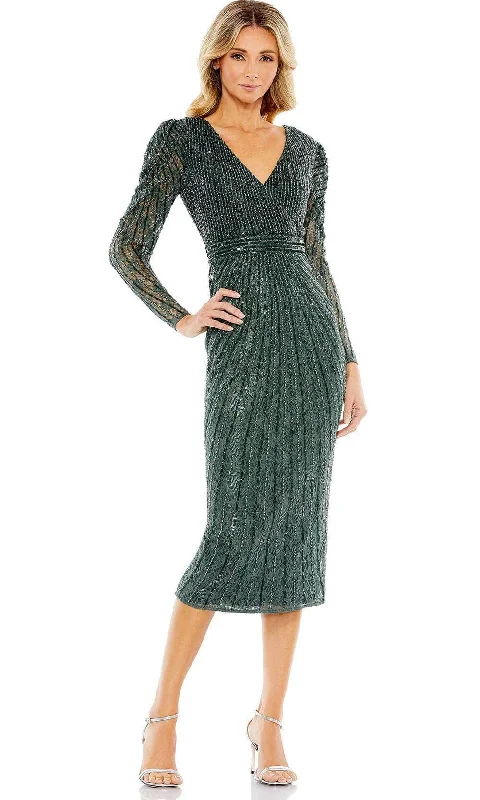 Soft Fabric Looks Mac Duggal 93676 - Stripe Beaded Sheath Cocktail Dress